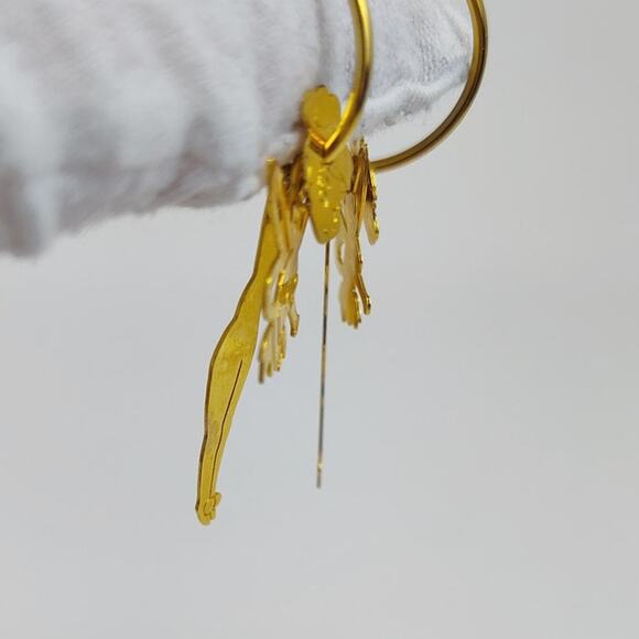 Disney Signed Gold Tone Tinkerbell Dangle Earrings - Picture 4 of 11